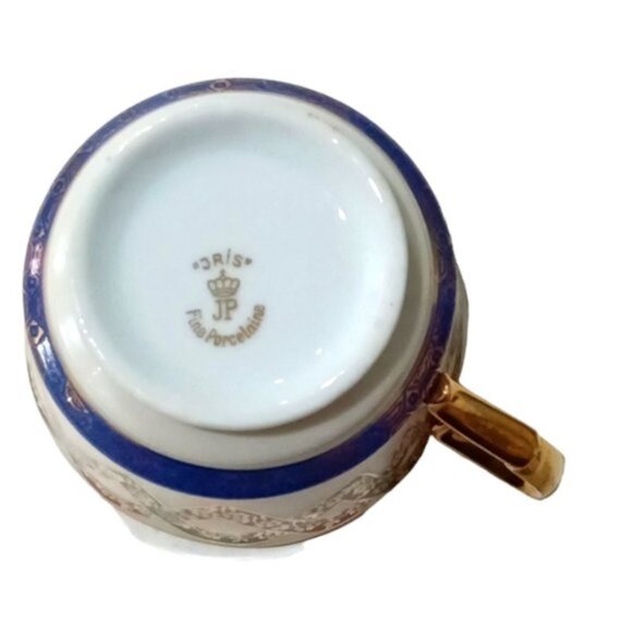 Vintage Jris JP Fine Porcelaine Footed Teacup & Saucer Set - Picture 9 of 9